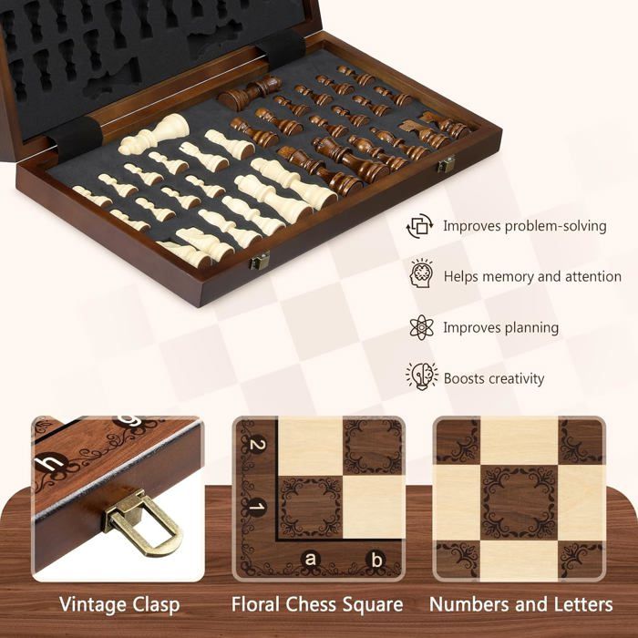 Jeu D'Échecs De Voyage Pliable Rosewood Pour Aveugles Et Malvoyants - Taille L 25,4 Cm, Design Tactile Inclusif