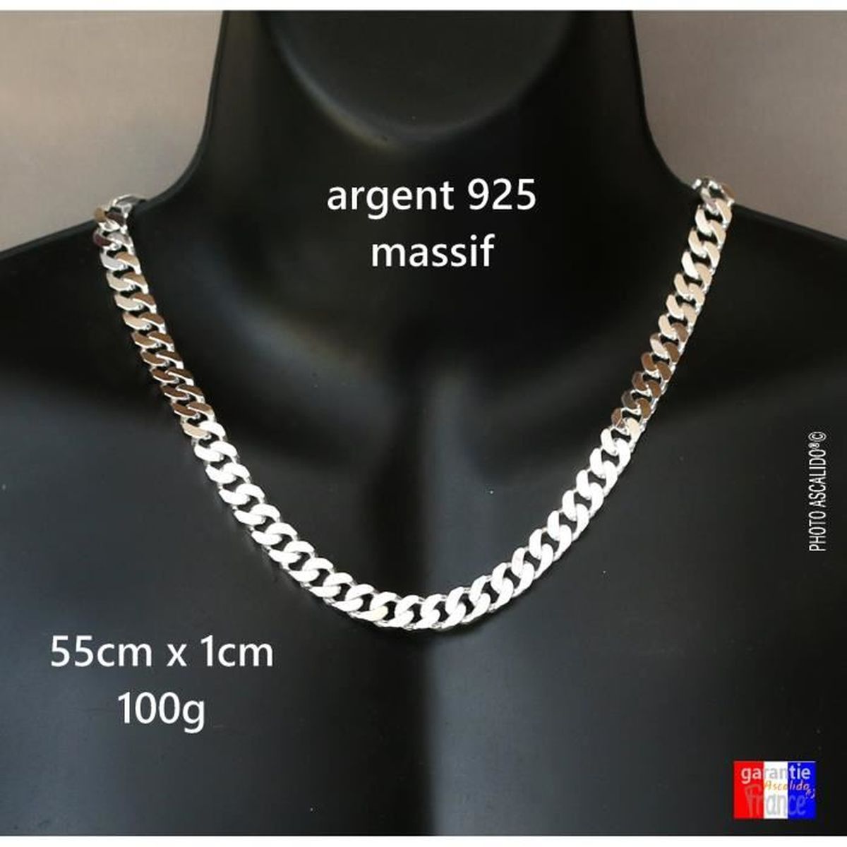collier homme grosse maille argent