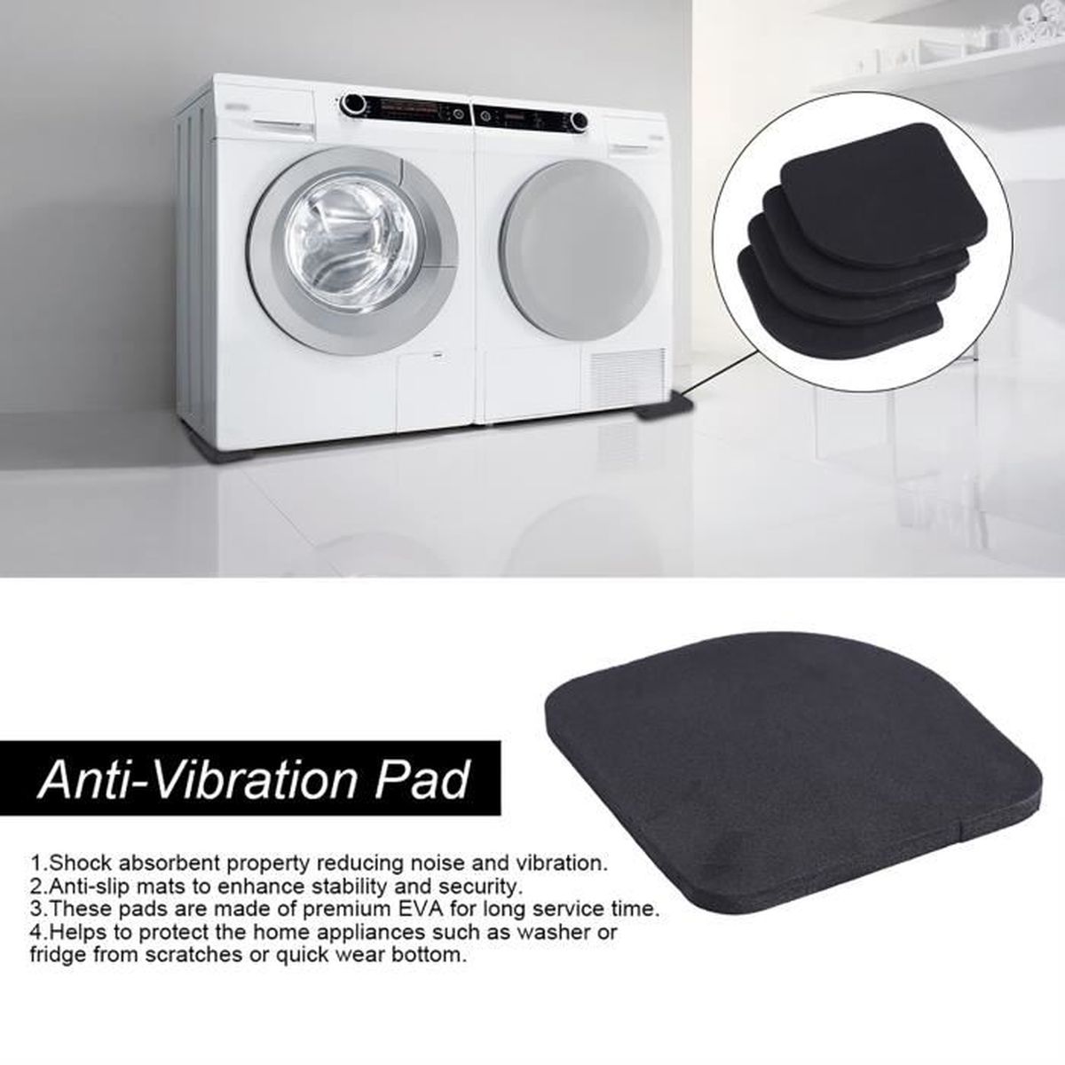VIBIRIT Pied de Machine à Laver nti Vibration Pads Bruit Anti Vibration Pieds pour Machines à Laver et Sécheuses à Laver Patins Antivibrations en Caoutchouc VIBIRIT Pied de Machine à Laver nti Vibration Pads Bruit Anti Vibration Pieds pour Machines à Laver et Sécheuses à Laver Patins Antivibrations en Caoutchouc