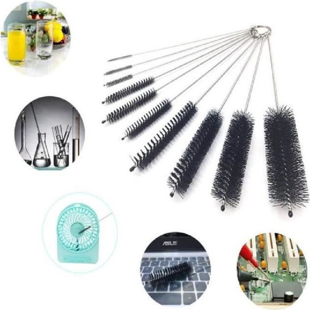 12 Pièces Tube Brosse de Nettoyage,Lave Bouteille Brosse,Goupillon Nettoyage Flexible,Paille Brosse pour Bouilloire,Carafe,Pailles à Boire,Tube à Essai 
