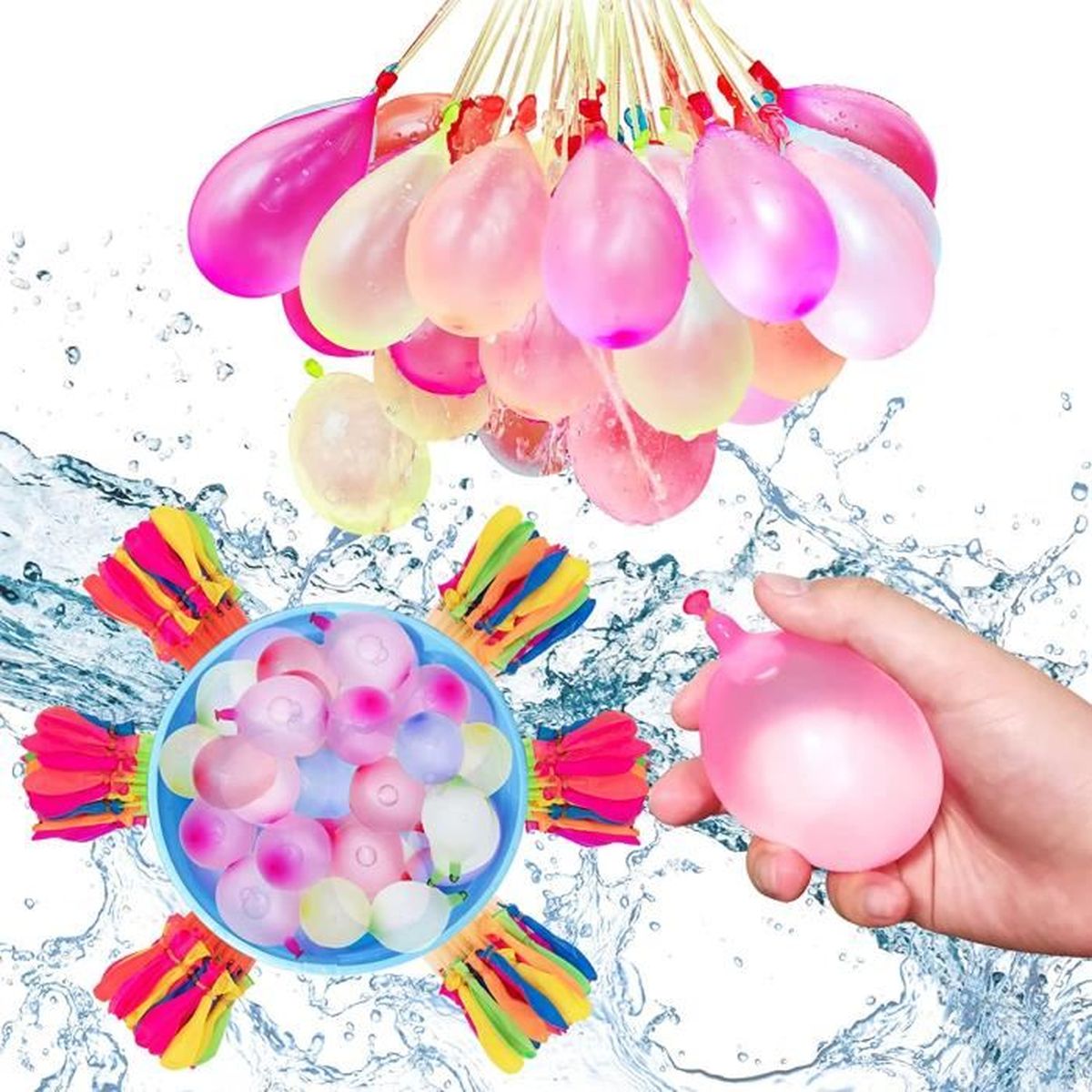 BNWRRCVKE 999 Ballons D'Eau Autoscellants - Bombe à Eau Multicolore - Latex Biodégradable - Plage, Piscine, Fête D'Été