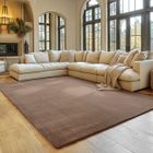 Tapis SIMPEX 200x280 cm Poils Courts Lavable, Doucement Antidérapant et Design Moderne pour Salon, Chambre Marron