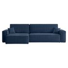 LOUNGITUDE Canapé FARAH d'angle max réversible et convertible 5 places en velours côtelé - Bleu foncé