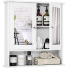 COSTWAY Armoire de de Salle de Bain avec Miroir Meuble Rangement avec 3 Etagères et 2 Portes 56,5 x 13 x 58,5 CM Blanc