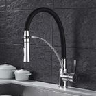 KYAMRC Robinet Cuisine mitigeur avec douchette Extractible en Silicone Noir Rabattable 360° Mitigeur pour Evier Chromé à Bras Rotat