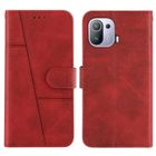 MOONCASE MI 11 PRO Housse en Cuir Portefeuille à Rabat Téléphone Portable Pochette Étui de Protection pour Xiaomi MI 11 PRO 6.81",Rouge