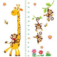 Toise murale de mesure de hauteur pour enfant - YOSOO - Motif animaux de la jungle - Autocollants amovibles