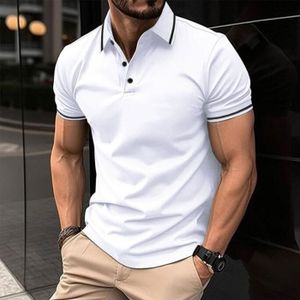 POLO Polo Homme T-Shirt Manches Courtes Couleur Unie Top Ete Respirant Tissu Confortable - Blanc
