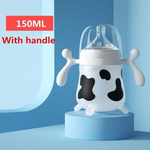 BIBERON  150ML avec poignée - BiSantos en silicone imitant le lait maternel pour bébé, anti-colique, anti-étouffement,