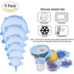 6 pièces réutilisable emballage alimentaire couverture Silicone alimentaire  frais-garder bouchon d'étanchéité sous vide Stretch Silicone couvercles  cuisine Silicone couverture, ✓ Meilleur prix au Maroc et ailleurs