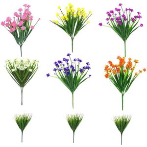 FLEUR ARTIFICIELLE 9 bouquets de fleurs artificielles protection extérieure arbustes utilisés pour intérieur et extérieur fleurs à suspendre troughes