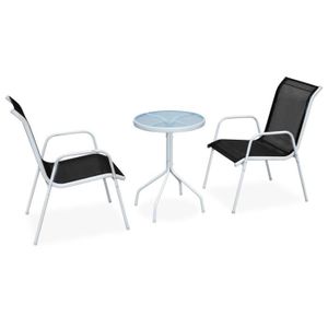 Ensemble table et chaise de jardin Ensemble de bistro 3 pcs - CHEZ SHOP® - Acier Noir - Qualité supérieure