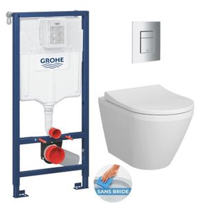 WC - TOILETTES Grohe Pack WC Bâti-support Rapid SL + Vitra Integra WC sans bride + abattant soft close + Plaque de commande WC Skate Cosmopolitan