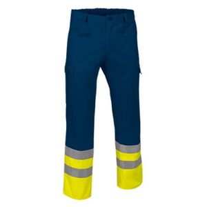 HAUTE VISIBILITÉ Pantalon de travail - REF TRAIN - bleu marine et jaune fluo