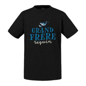 T-SHIRT T-shirt Enfant Noir Grand Frère Requin Famille Mer