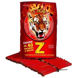 SERPENTIN Z - CHAINE DE 40 PETARDS A MECHE LE TIGRE PYRAGRIC