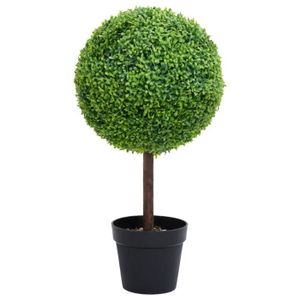 ARBRE - BUISSON Plante de buis artificiel avec pot Forme de boule Vert 50 cm
