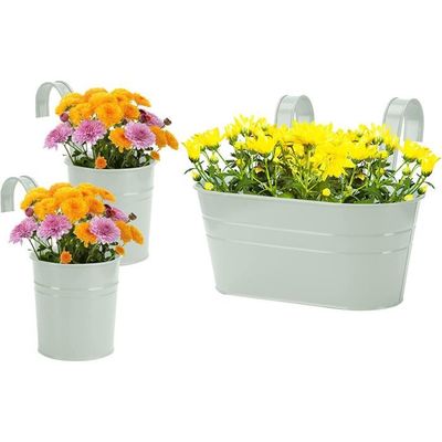 Lot De 3 Pots De Fleurs à Suspendre 12,7cm Métal Noir - Supports Muraux Pour Extérieur Et Intérieur