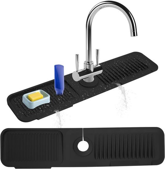 Protection Anti-Éclaboussures Évier Silicone - Blanc - Pour Cuisine Et Salle De Bain Polyvalente