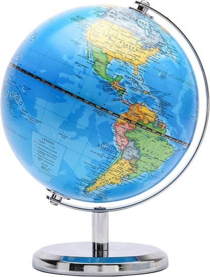 Globe Terrestre Exerz 14cm - Support Métal Bronze - Carte En Anglais - Déco éducative Bureau