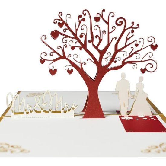 Carte De Saint-Valentin 3D + Carte De Mariage Pop-up Pour Mariage, Fiançailles, Saint-Valentin
