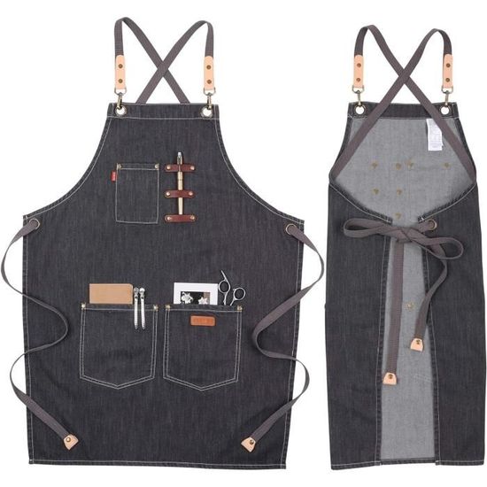 Bronta Mill Tablier En Jean Denim Unisexe - Poches Pratiques, Résistant Pour Cuisine, Bricolage Et Jardinage
