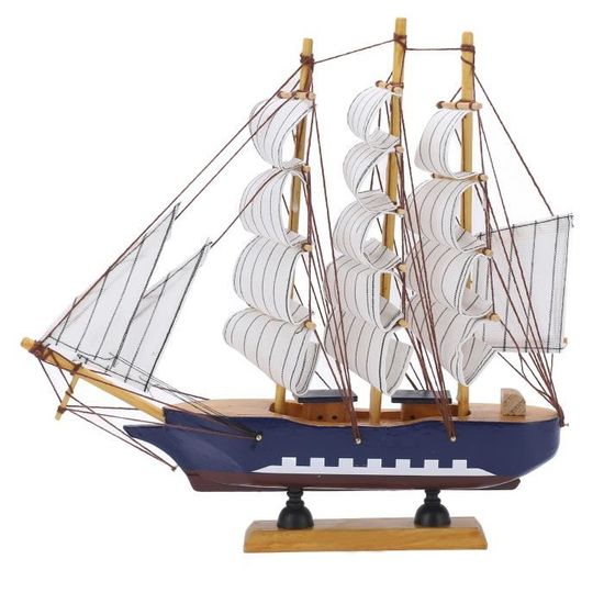 Bateau à Voile Bois Décoratif Méditerranéen - Modèle Artisanal Prêt à Exposer