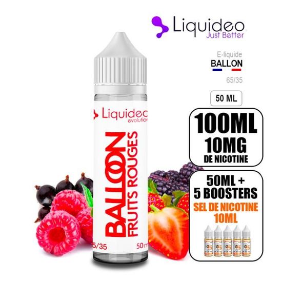 LIQUIDEO - 100ML saveur BALLOON avec 10MG de nicotine (50ML en 0MG + 5  BOOSTER de 10ML de sel de nicotine) - ID : PRD2 - Cdiscount Au quotidien