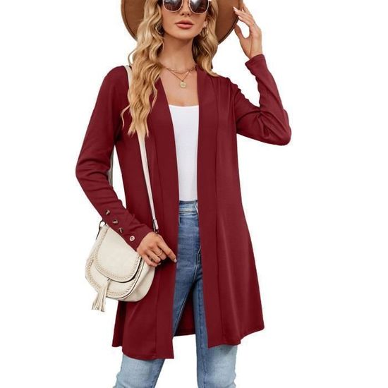 Cardigan D'été Pour Femme - Style Classique - Couleur Unie - Veste Fine - Décontractée - Cardigan En Tricot Doux - Grandes Tailles - Facile à Porter - Léger - Pour L'été