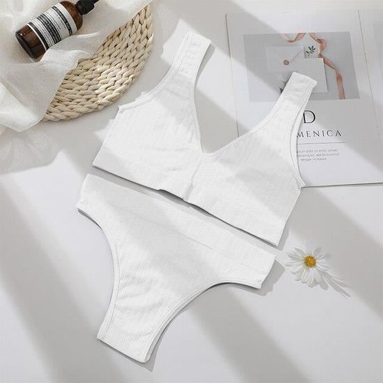 FINETOO U2013 Ensemble De Sous Vêtements Pour Femmes Soutien Gorge Sans Couture Débardeur Lingerie