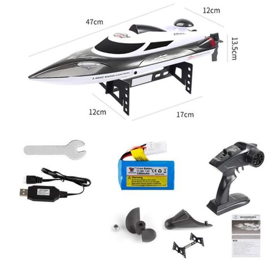 Bateau Télécommandé 2.4 GHz à Turbine - Jet Drive - 150 M De Portée - 7.4V 2000mAh - Pour Piscine, Lac - Enfant +14 Ans Et Adultes