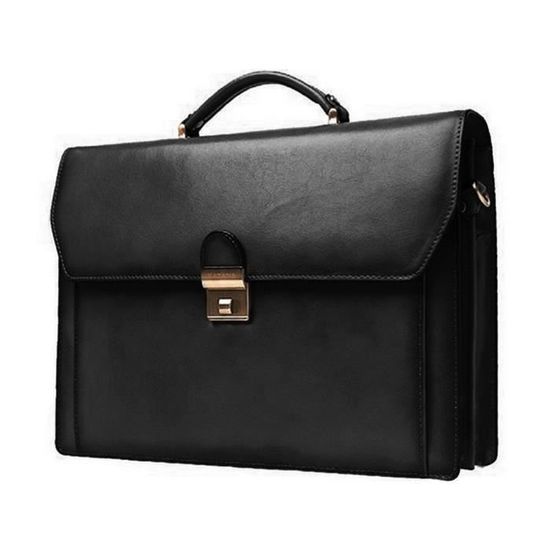 Cartable Business En Cuir Véritable 3 Compartiments - Martin Noir