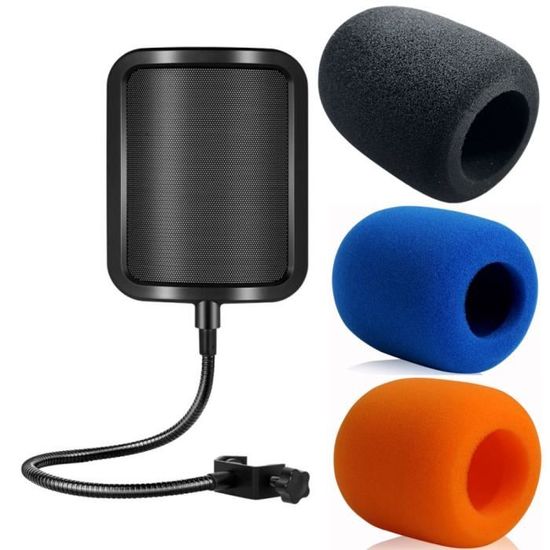 Microphone universel avec filtre anti-pop en métal, pare-brise, studio,  condensateur statique, Blue Yinous Mic
