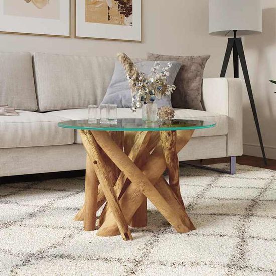 Table basse Marron 60 x 60 x 36 cm Bois de teck massif | Leroy Merlin