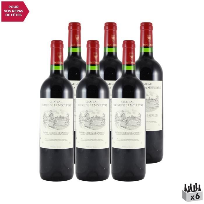 Château Tertre De La Mouleyre Rouge 2018 - Lot de 6x75cl - Vin Rouge de Bordeaux - Appellation AOC Saint-Emilion Grand Cru