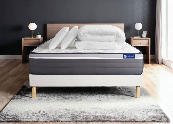 Pack prêt à dormir matelas ACTIFLEX PLUS 160x200 Ressorts ensachés+Mémoire de forme Maxi épaisseur 7zones de confort + somm 160 x