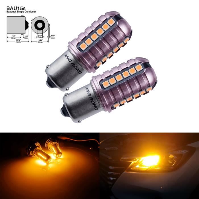 2 Ampoule 27 SMD LED PY21W BAU15s latéral Signal Clignotant Feu de Recul Lampe Orange Jaune