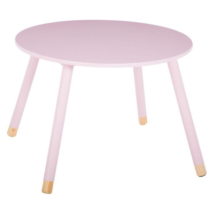 Table douceur rose pour enfant en bois Ø60cm