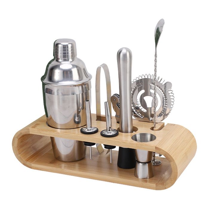 HOMEMAXS 17PCS / set Kit Shaker à Cocktail Professionnel Outils de cocktail en acier inoxydable avec support