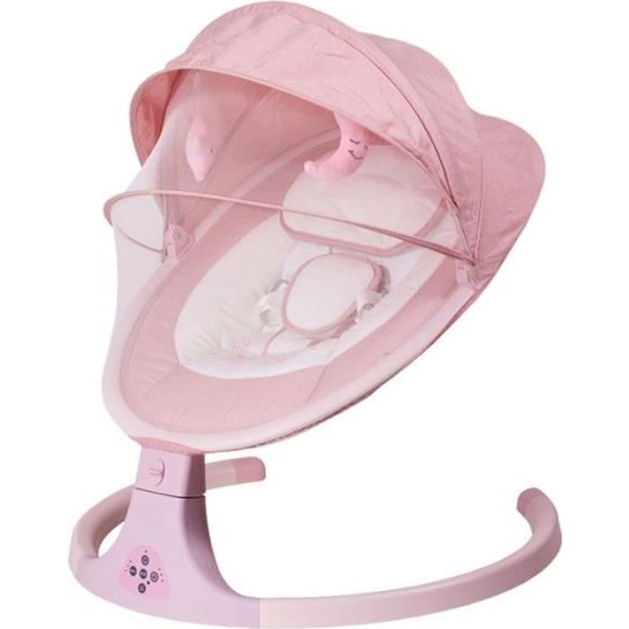 Transat Balancelle Électrique Nouveau-né Bébé Dormir Balançoire avec Coussin de Siège Rose