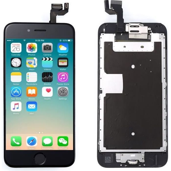 NOIR Complet Ecran LCD pour iphone 6S 4.7- Vitre Tactile sur Châssis + Bouton Home Caméra Avant Écouteur Grille Pièces
