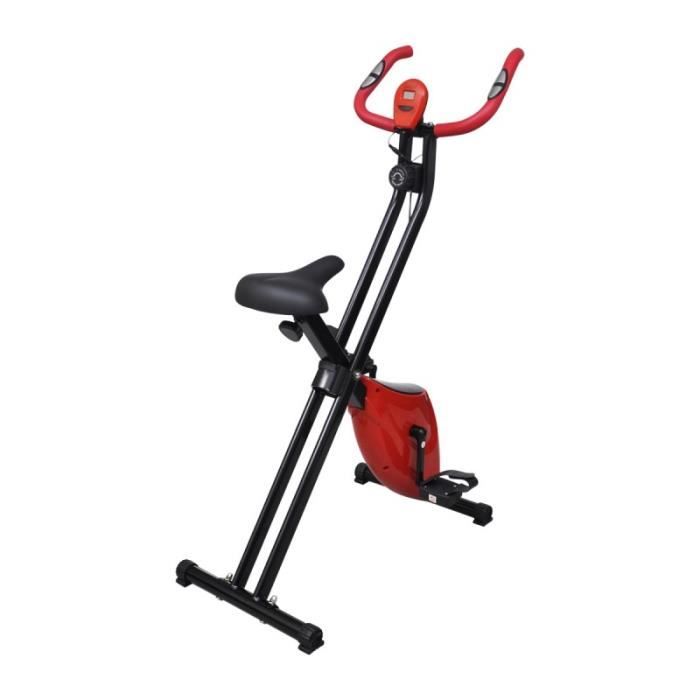Vélo d'appartement pliable magnétique rouge et noir Xbike sport fitness musculation 0702007
