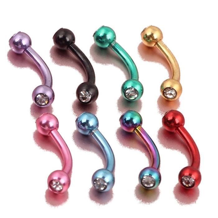 Piercings - Arcade/Oeil De Chat - Boules - Lot de 8 - Titane Anodisé