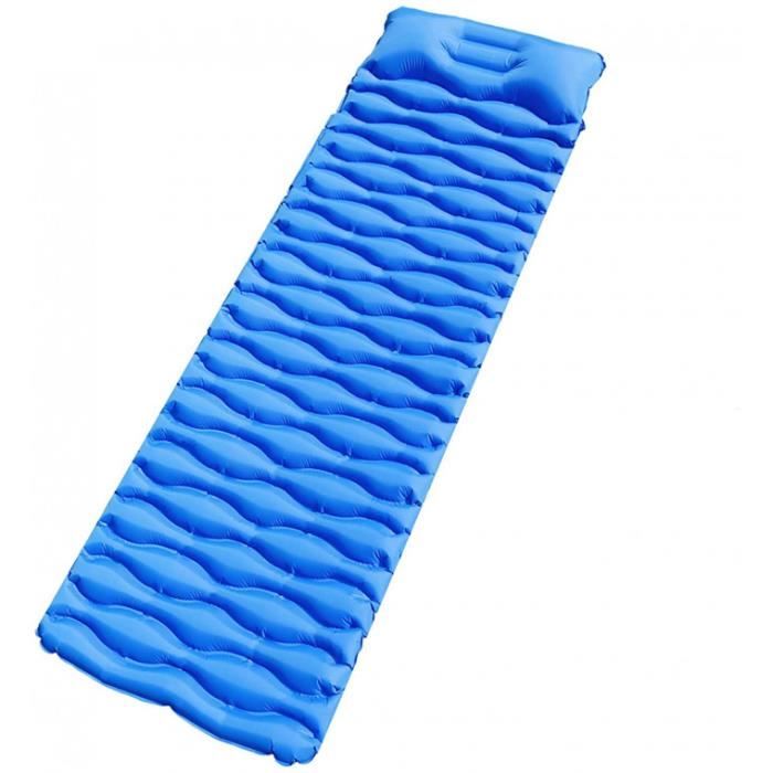 matelas de camping gonflable, matelas gonflable 1 place tapis de couchage léger etanche coussin d'air lit de camp avec oreille pour