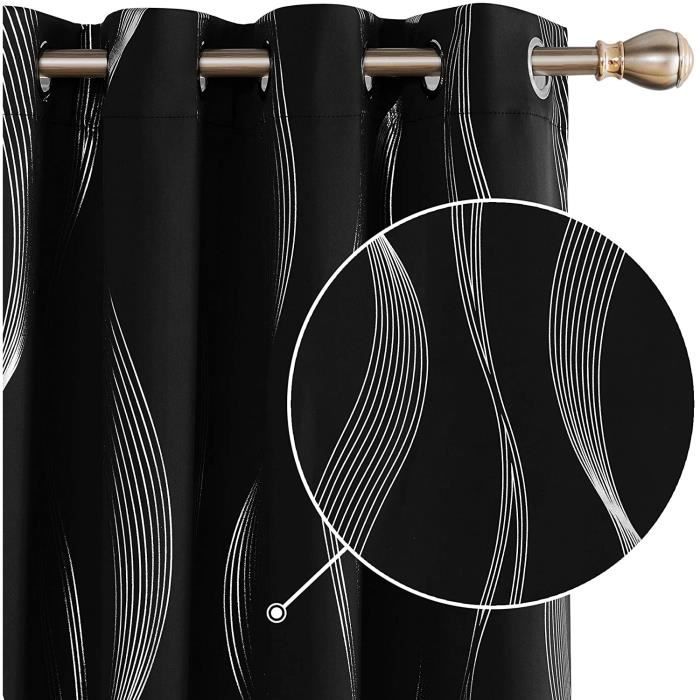 Régulateurs de température pour chambre noire Deconovo Lot de 2 Rideaux Salle à Manger Cuisine Chambre à Oeillets 140x24 1469