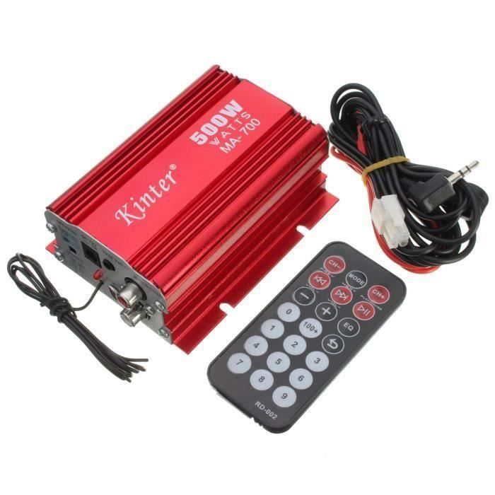 500W 2CH Stéréo Audio Ampli Amplificateur Télécommande à USB SD FM Voiture Auto Aa71725