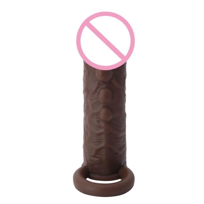 Hommes épais pénis agrandissement manchon Silicone Extender gode préservatifs retarder l'éjaculation sperme - Type Chocolate