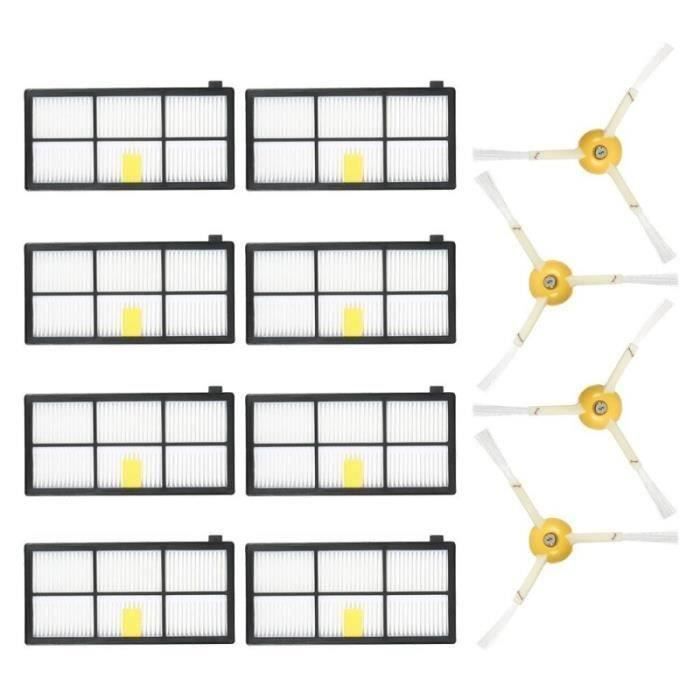 Aspirateur Kit d'Accessoires 4PCS Brosses Latérales + 8PCS Filtres HEPA Pour iRobot Roomba 700 Series 700 760 770 780 790 Aspirateur