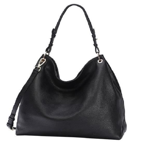 Sac Main Shopping Femme Grand Format Capacité Sac à Bandoulière Cours Lycée Cabas Fourre Tout Epaule Cuir Shopper Simple - Noir
