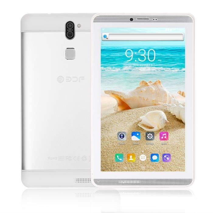 BDF BDF706 Tablette tactile 7 Pouces 1Go + 16Go WiFi Bluetooth Android 6.0 Tablette PC 3G Quad Core PC portable Argent